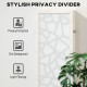 6 Panel Room Divider, 5.6 FT Lightweight Folding Privacy Screen with Geometric Pattern for Living Room, Bedroom, White