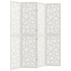 4 Panel Room Divider, 5.6 FT Lightweight Folding Privacy Screen with Geometric Pattern for Living Room, Bedroom, White