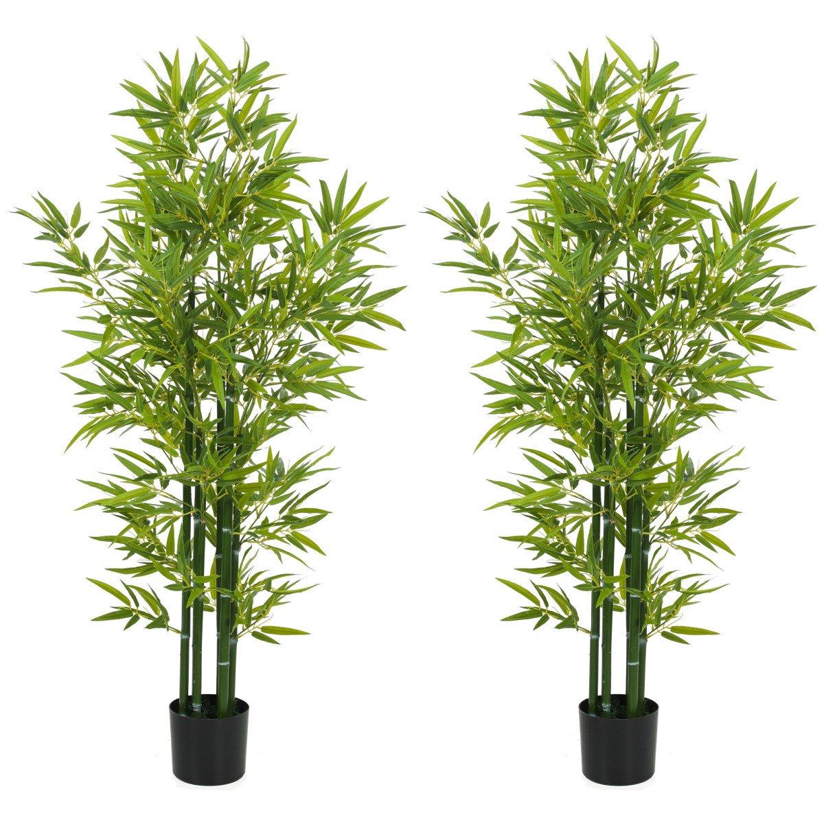 5FT Artificial Bamboo Tree, Faux Decorative Plant in Nursery Pot for Indoor Decor, Set of 2
