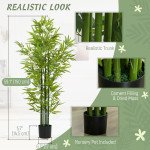 5FT Artificial Bamboo Tree, Faux Decorative Plant in Nursery Pot for Indoor Decor, Set of 2