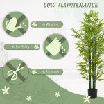 5FT Artificial Bamboo Tree, Faux Decorative Plant in Nursery Pot for Indoor Decor, Set of 2