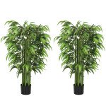 4.6FT Artificial Bamboo Tree Set of 2, Decorative Faux Plant in Nursery Pot, Faux Tree for Home Indoor Decor