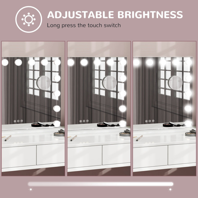 Hollywood Makeup Mirror with Lights, 3 Lighting Modes, USB Charging Port, Tabletop or Wall Mounted, White