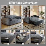3‑in‑1 Convertible Sofa Bed, Pull Out Sleeper Sofa with USB Charging, Adjustable Backrest, Side Pockets, Dark Grey