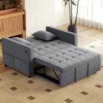 3‑in‑1 Convertible Sofa Bed, Pull Out Sleeper Sofa with USB Charging, Adjustable Backrest, Side Pockets, Dark Grey