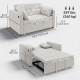 3‑in‑1 Convertible Sofa Bed, Pull Out Sleeper Sofa with USB Charging, Adjustable Backrest, Side Pockets, Beige