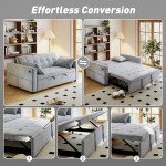 3‑in‑1 Convertible Sofa Bed, Pull Out Sleeper Sofa with USB Charging, Adjustable Backrest, Side Pockets, Light Grey