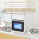 Countertop Dishwasher with Built-in 6L Water Tank, 5 Wash Programs, Touch Control, LED Display, Dual Water Supply, White