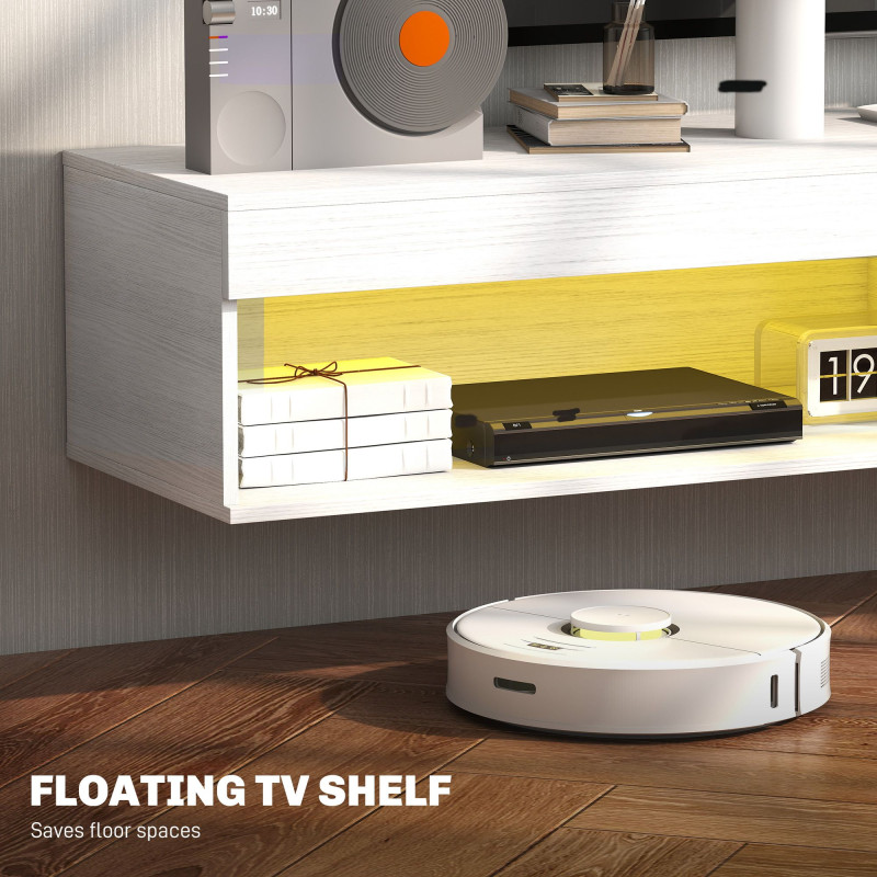 Modern Wall Mounted TV Stand with Storage and LED Lights for TVs up to 75