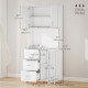 Freestanding Kitchen Buffet with Hutch Storage Organizer with 2 Door Cabinets, 3 Drawers and Open Countertop, Adjustable Shelf for Dining Room Pantry, White