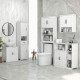 Wall Mount Bathroom Cabinet, Storage Organizer Kitchen Cupboard with 2 Doors and Adjustable Shelf White