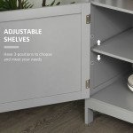 Kitchen Sideboard, Buffet Cabinet, Wooden Storage Console Table with 2-Level Cabinet and Open Shelf, Grey