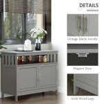 Kitchen Sideboard, Buffet Cabinet, Wooden Storage Console Table with 2-Level Cabinet and Open Shelf, Grey