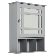 Bathroom Cabinet Wall Mount with Mirror Door 3 Shelf Organizer for Bathroom, Kitchen, Bedroom, Grey