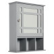 Bathroom Cabinet Wall Mount with Mirror Door 3 Shelf Organizer for Bathroom, Kitchen, Bedroom, Grey