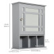 Bathroom Cabinet Wall Mount with Mirror Door 3 Shelf Organizer for Bathroom, Kitchen, Bedroom, Grey