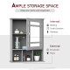 Bathroom Cabinet Wall Mount with Mirror Door 3 Shelf Organizer for Bathroom, Kitchen, Bedroom, Grey