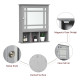 Bathroom Cabinet Wall Mount with Mirror Door 3 Shelf Organizer for Bathroom, Kitchen, Bedroom, Grey
