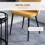 Set of 2 Mid-Back Dining Chair, Mid-Back Velvet-touch Upholstery Kitchen Chair for Living Room Dining Room, Yellow