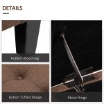 Storage Ottoman Bench, Linen Upholstered Bench with Tufted Design, Brown
