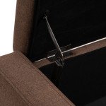 Storage Ottoman Bench, Linen Upholstered Bench with Tufted Design, Brown