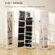 360° Swivel Jewelry Armoire, Lockable Mirror Jewelry Cabinet with Built-In Small Mirror, White