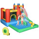 Kids Inflatable 6 in 1 Bouncy Castle House Trampoline Slide Water Pool Gun Climbing Wall Basket with Inflator for Kids Age 3-12 Summer 11.5' x 8.8' x 7' Multi-color
