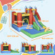 Kids Inflatable 6 in 1 Bouncy Castle House Trampoline Slide Water Pool Gun Climbing Wall Basket with Inflator for Kids Age 3-12 Summer 11.5' x 8.8' x 7' Multi-color