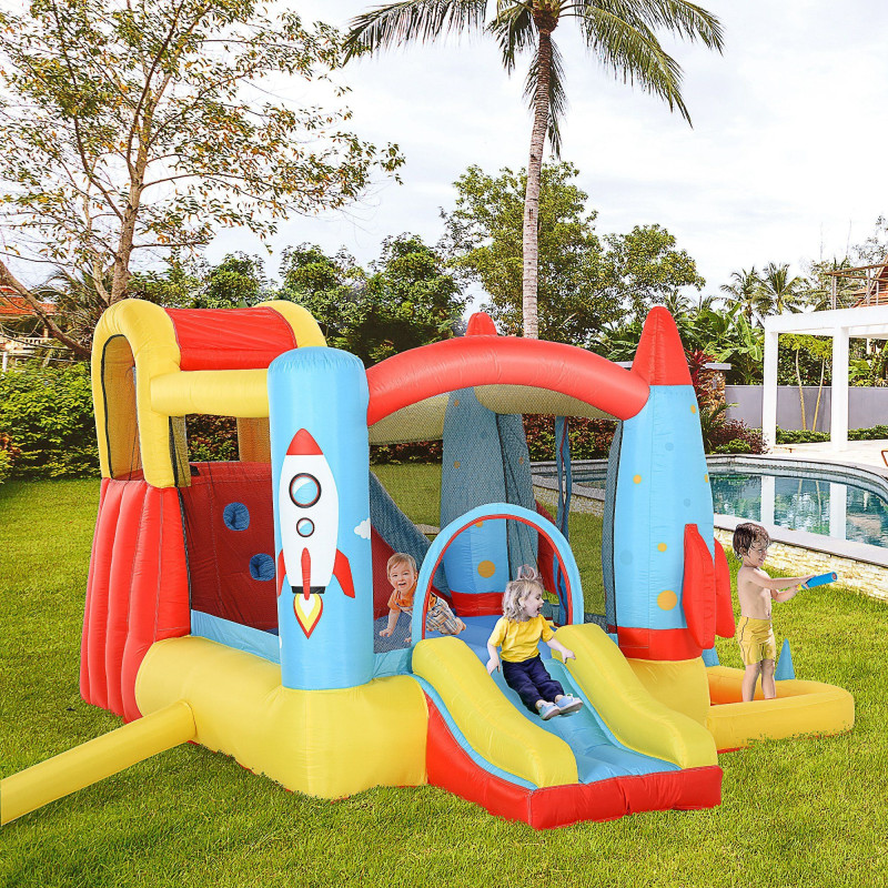Bounce Castle Inflatable Trampoline Slide Pool Rocket Design 11.14' x 9.18' x 6.06'