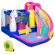 Kids 5 in 1 Inflatable Bounce Castle House, Trampoline Water Slide Pool Climbing Wall with Inflator for Kids Age 3-12 Summer 12.4' x 10.5' x 6.9' - Multi-color