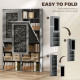 Fold-out Convertible Office Desk, Wall Mount Computer Desk with Blackboard and Side Shelf, Charcoal Grey