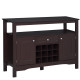 Modern Kitchen Buffet Bar Cabinet Storage Sideboard Dining Server with Drawer & 12-Bottle Wine Rack for Living Room, Espresso