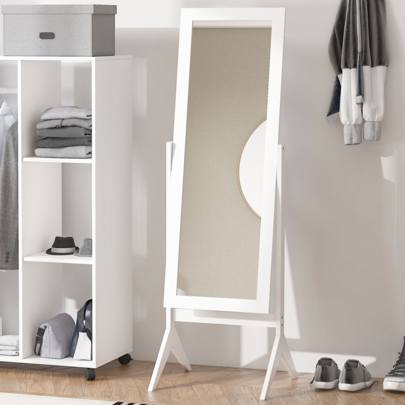 Full Length Mirror, Free Standing Full Body Mirror with Rectangular Frame, Adjustable Angle for Dressing Room, Bedroom, Living Room, White
