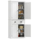Long Standing Kitchen Cabinet w/ 2 Drawers MDF Board White