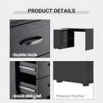L-Shaped Corner Straight Writing Desk with Storage Shelf, Drawer, Home Office PC Table Computer Workstation, Black