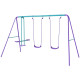 3 in 1 Metal Swing Set with Double Swings, Glider for Backyard, Outdoor, Playground, Purple