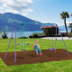 3 in 1 Metal Swing Set with Double Swings, Glider for Backyard, Outdoor, Playground, Purple