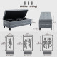 Rectangular Entry Bench, Tufted Upholstered Linen Fabric Wood Feet Storage Ottoman Bench, Grey