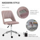 Mid Back Office Chair Velvet Fabric Swivel Scallop Shape Computer Desk Chair, Pink