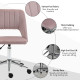 Mid Back Office Chair Velvet Fabric Swivel Scallop Shape Computer Desk Chair, Pink