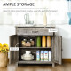 Farmhouse Sideboard Buffet Cabinet, Storage Cabinet with Barn Doors, Ash Grey