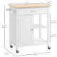 Rolling Kitchen Cart with Wood Top and Drawer, Kitchen Island on Wheels for Dining Room, White