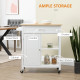Rolling Kitchen Cart with Wood Top and Drawer, Kitchen Island on Wheels for Dining Room, White