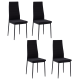 Modern Dining Chairs High Back Upholstered Linen Fabric with Metal Legs for Kitchen Black