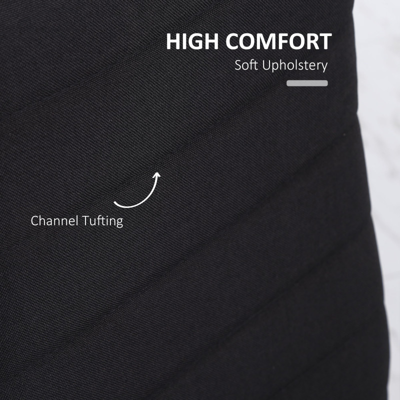 Modern Dining Chairs High Back Upholstered Linen Fabric with Metal Legs for Kitchen Black
