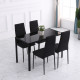 Modern Dining Chairs High Back Upholstered Linen Fabric with Metal Legs for Kitchen Black