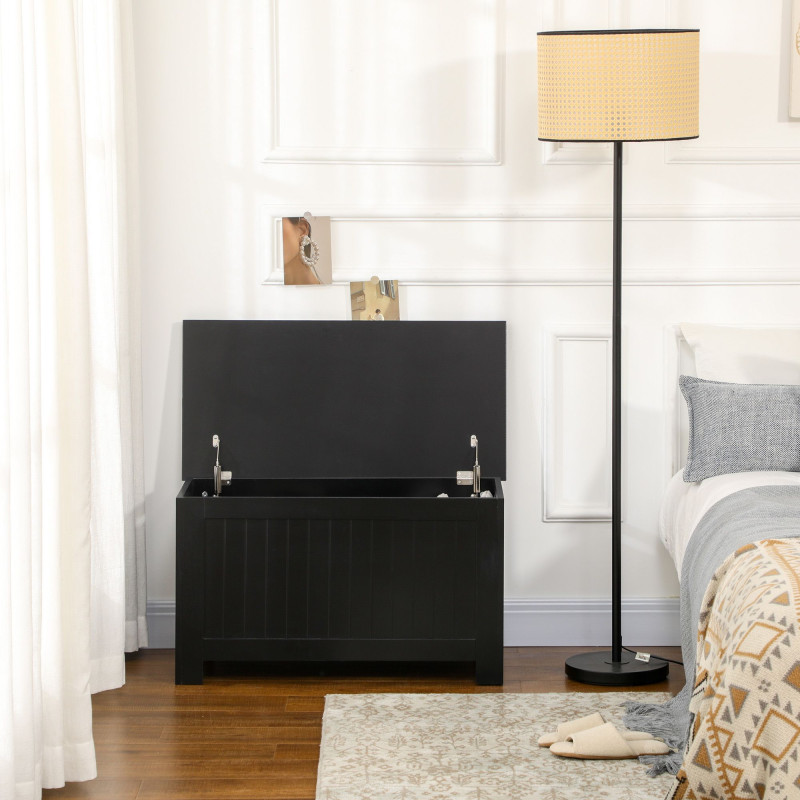 Large Storage Box Storage Trunk Cabinet Container with Lid and 2 Safety Hinges, Black