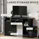 Computer Desk with Storage, Home Office Laptop Table with Shelves and Drawers, Modern Workstation Desk with Keyboard Tray for Study, Living Room, Black