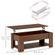 Lift Top Coffee Table with Hidden Storage Compartment and Open Shelf, Center Table for Living Room, Brown