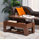 Lift Top Coffee Table with Hidden Storage Compartment and Open Shelf, Center Table for Living Room, Brown